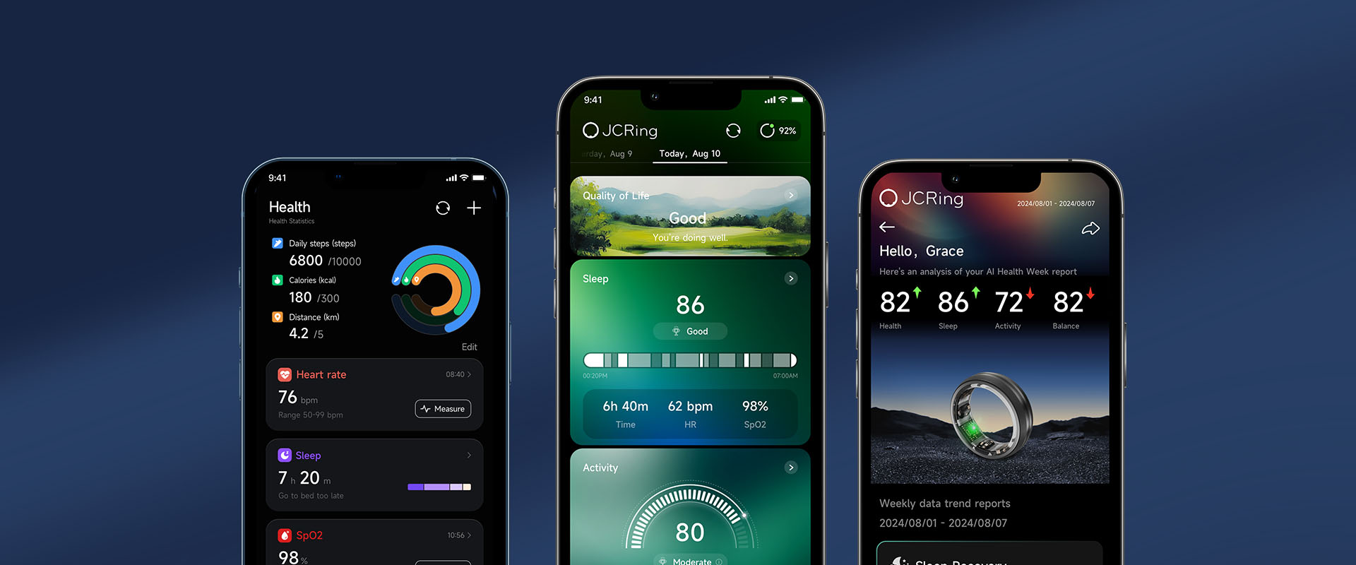 Health Rings Dashboard Smart Health Ring X1 – Advanced Vital Signs & Wellness Tracking | J-Style